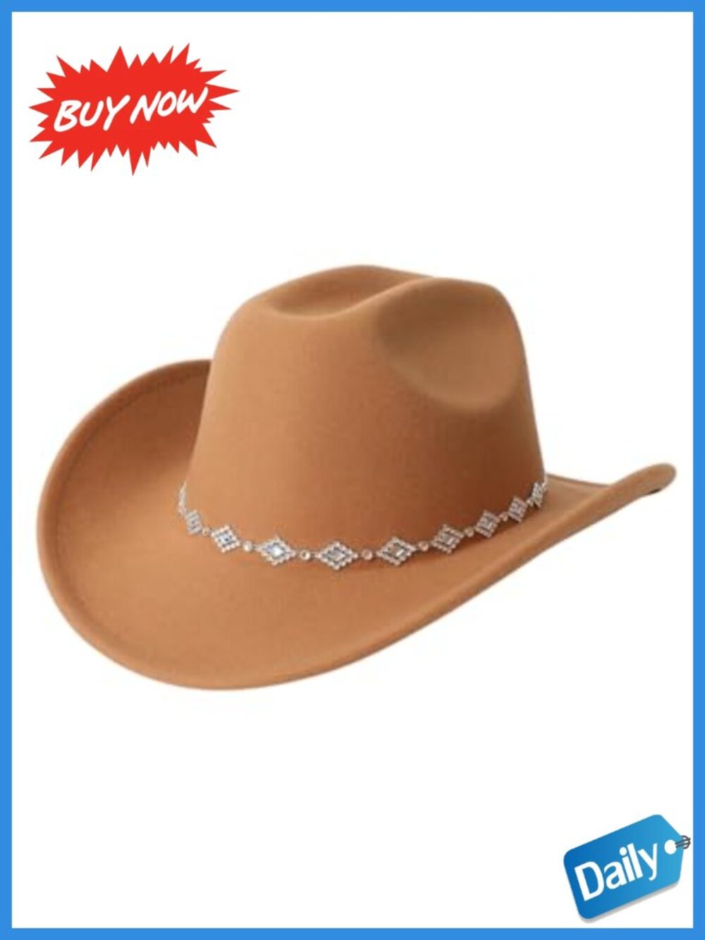 Rhinestone Wide Brim Western Cowboy Cowgirl Hat 100% Polyester